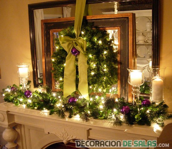 chimenea decorada para navidad