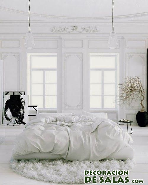 dormitorio decorado en color blanco