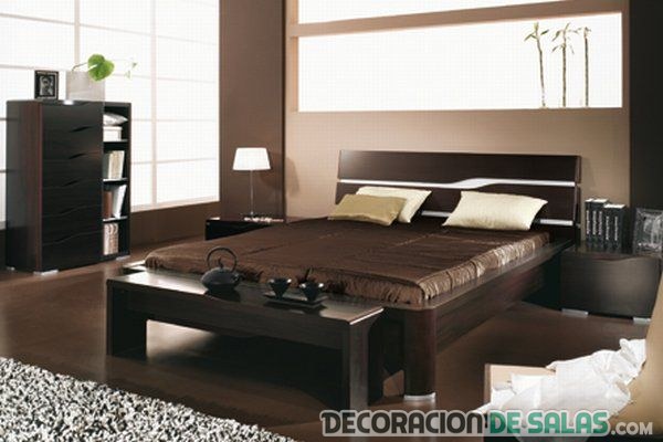 dormitorio decorado en color chocolate