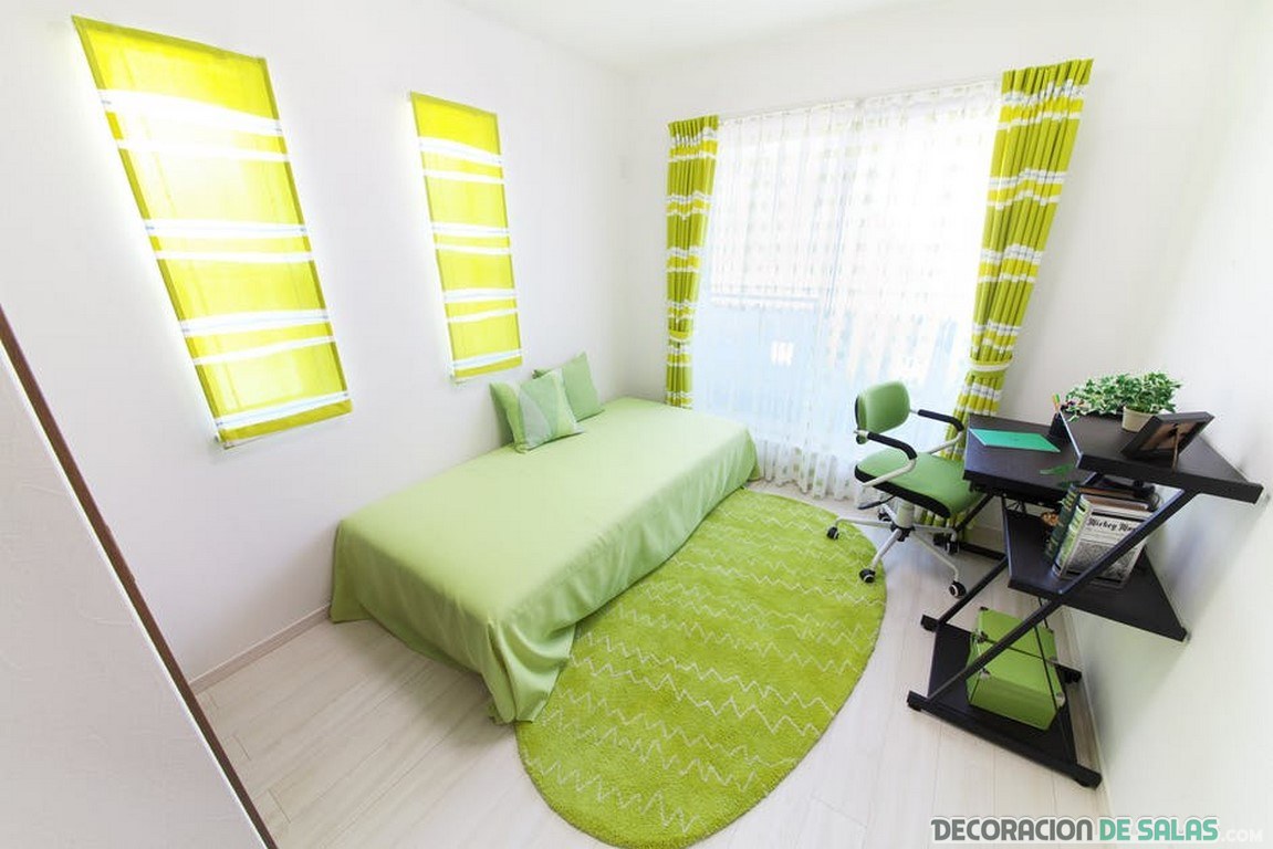 dormitorio juveniles en tonos verdes