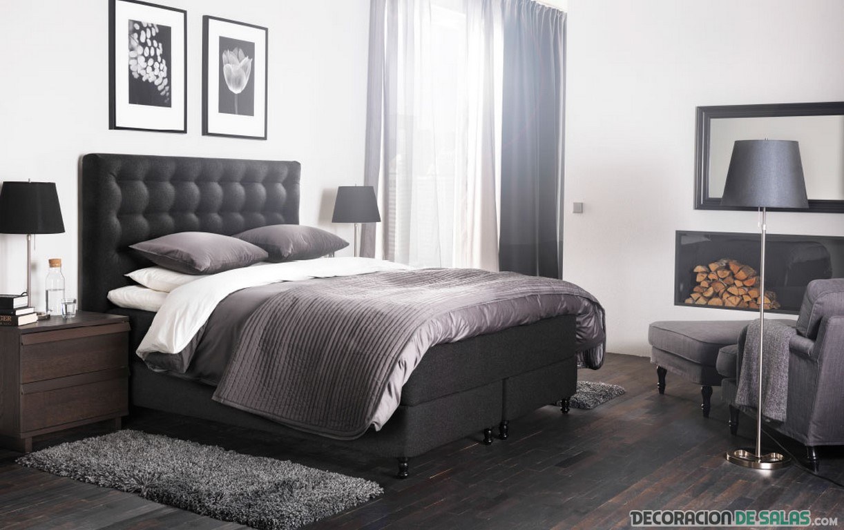 dormitorio matrimonio en color negro de ikea