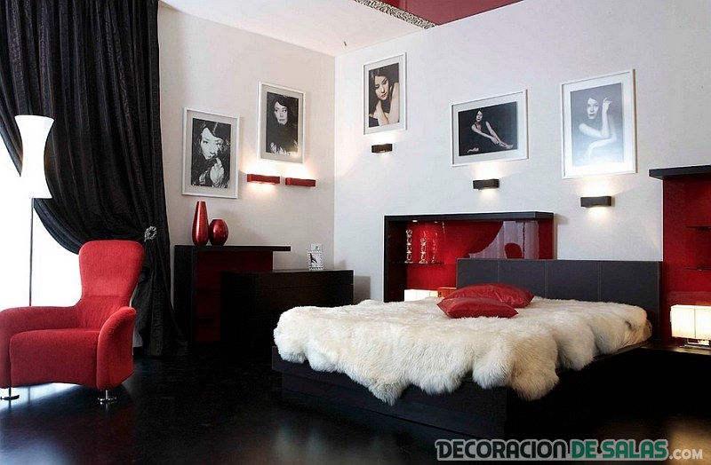 dormitorio matrimonio rojo y negro