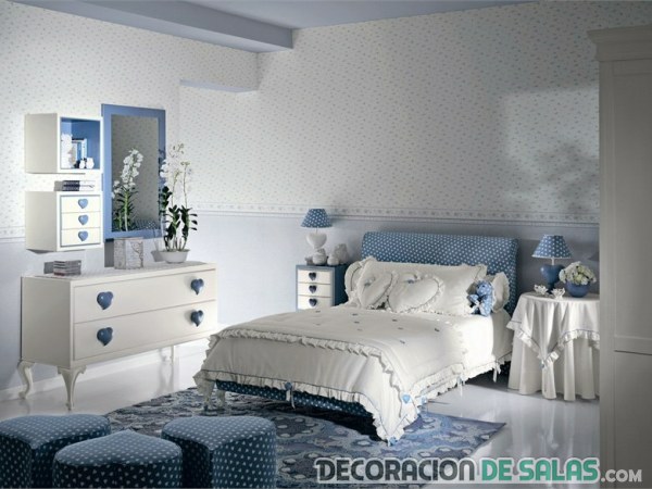 dormitorio para chicas en azul