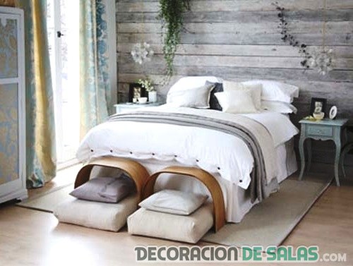 dormitorio rústico madera pared