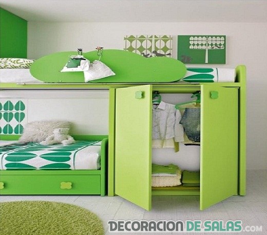 habitaciones infantiles en verde