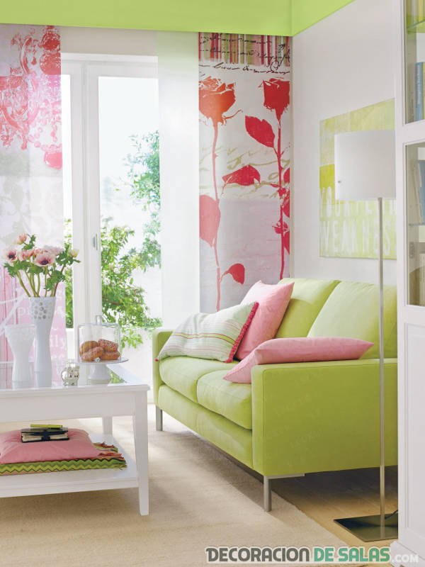 sala de estar en colores pastel
