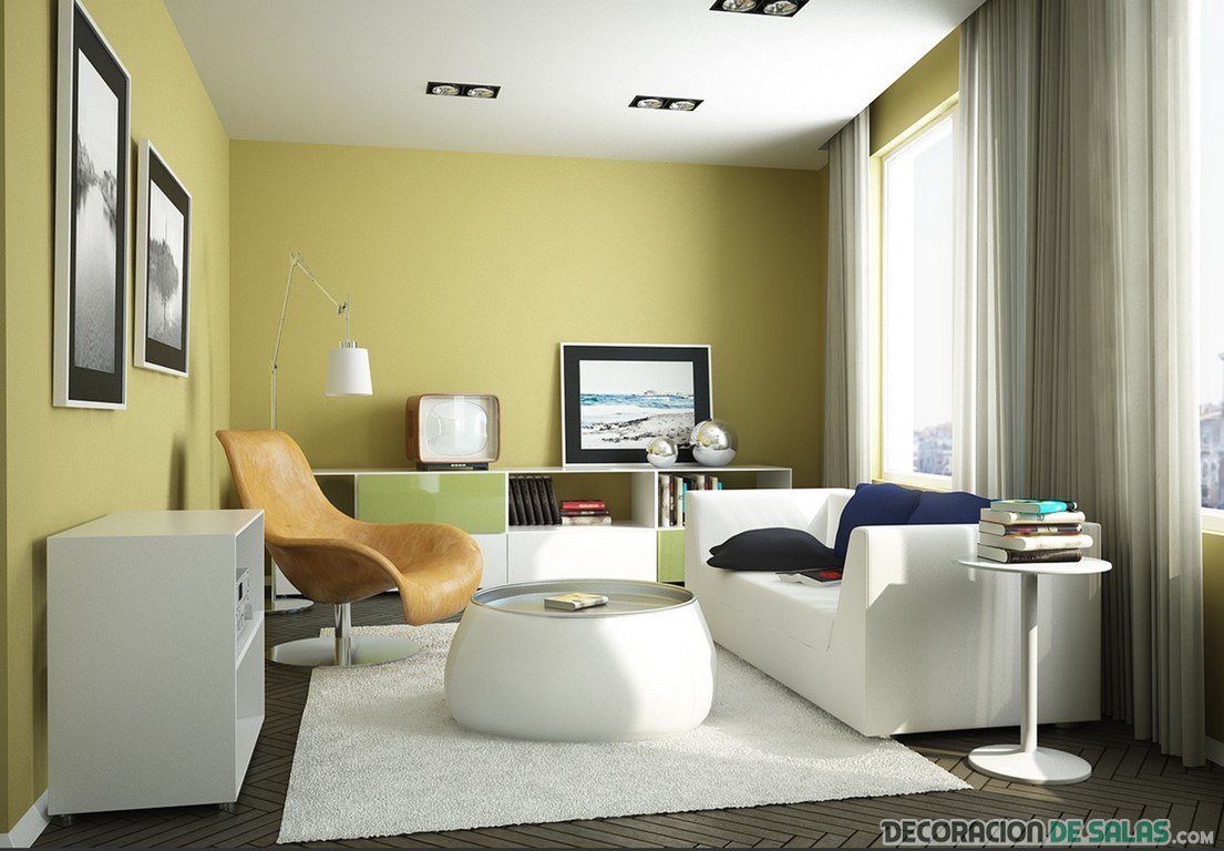 sala moderna con paredes en color