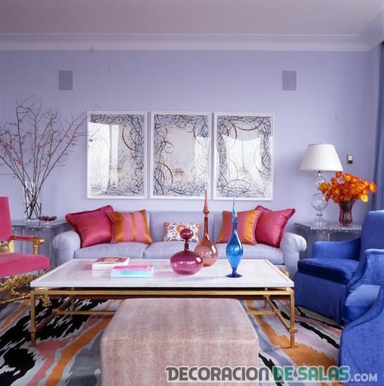 salón en rosa y azul