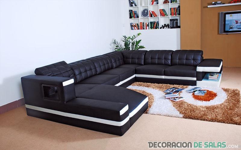 sofá negro rinconero moderno