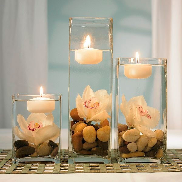 Centro de mesa con velas flotantes